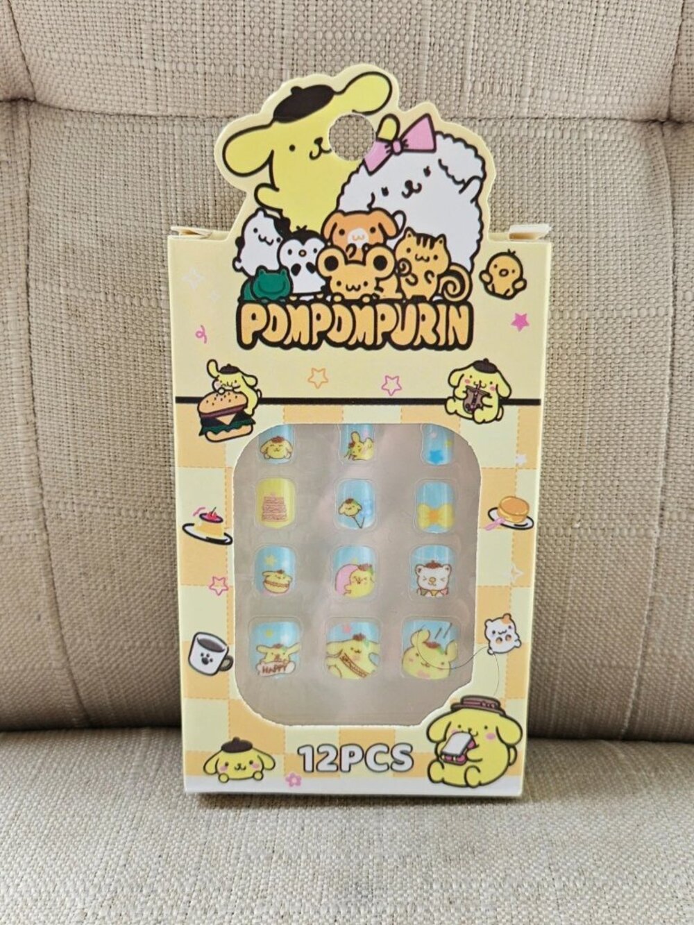 Pompompurin Girl Nails Press On Nail Blue/Yellow Tone Nail 12 PCS new in b
